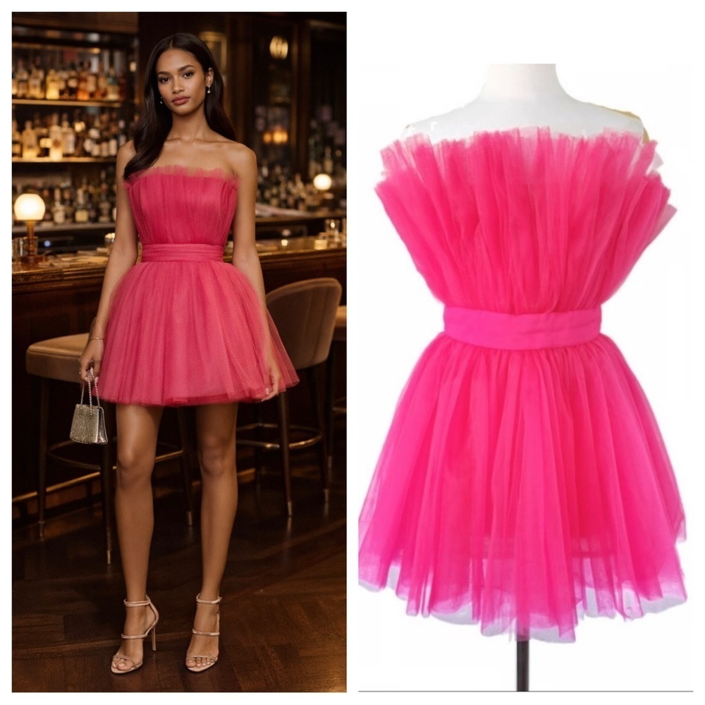 New! Bronx And Banco Anna Tulle Mini Dress Pink 45618